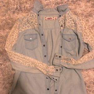 Lace Button Up
